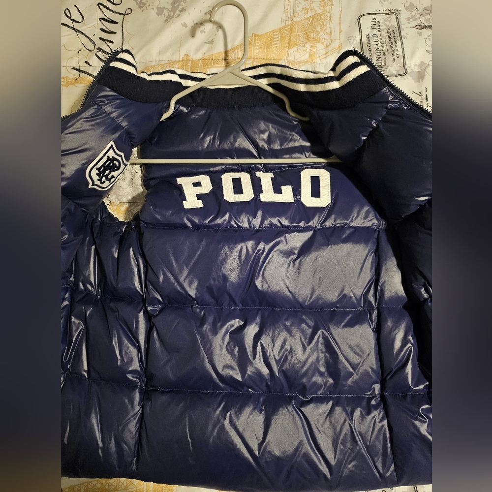 Polo reversable Navy Blue and white Puffer Vest - Picture 2 of 9